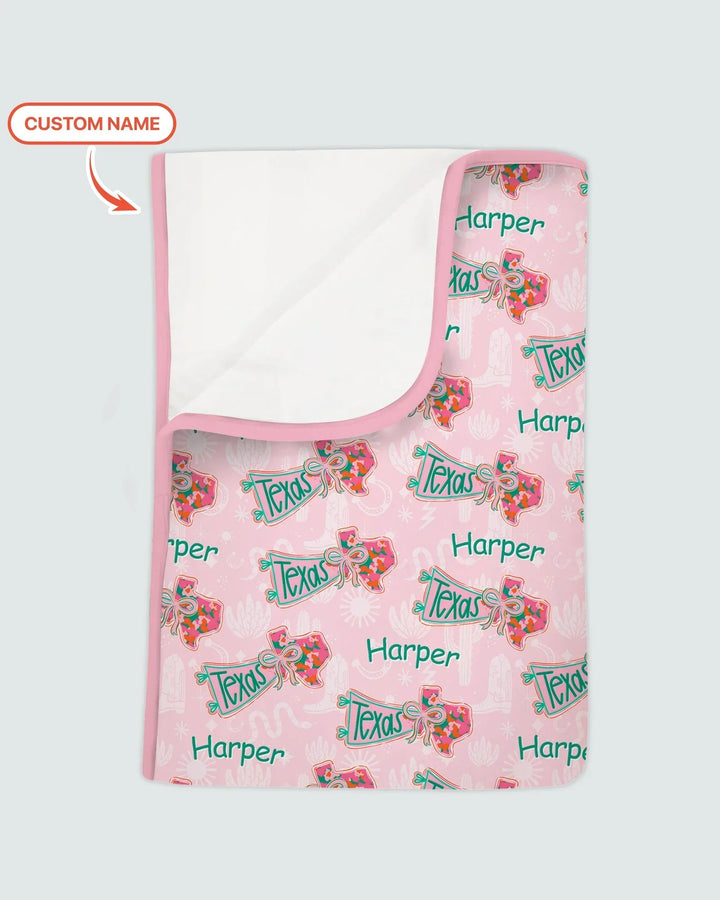 Custom Name Preppy Texas Charm Bamboo Blanket