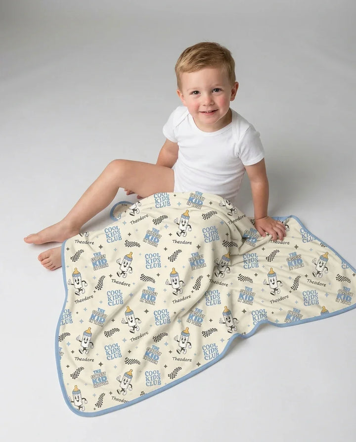 Custom Name Cool Club Daddy & Me Matching Bamboo Blanket