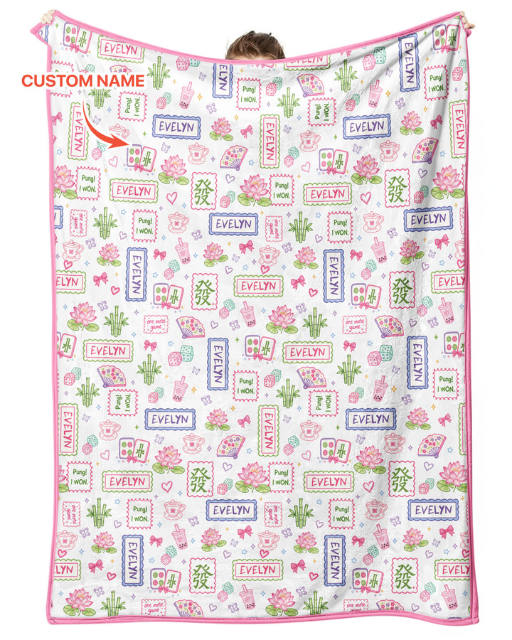Personalized Preppy Mahjong  Bamboo Blanket