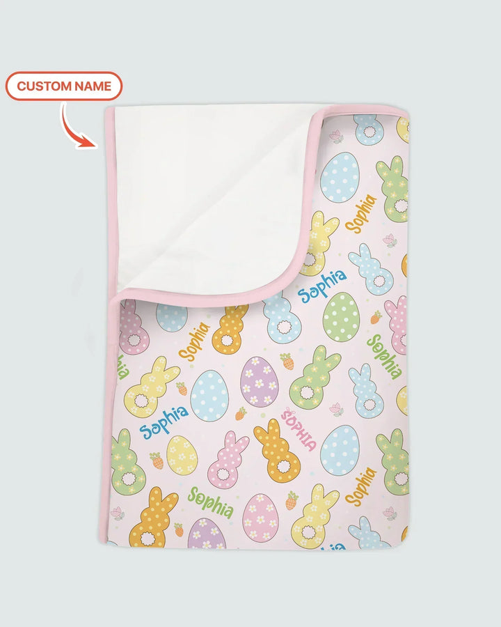 Custom Name Spring Pastel Easter Bamboo Blanket