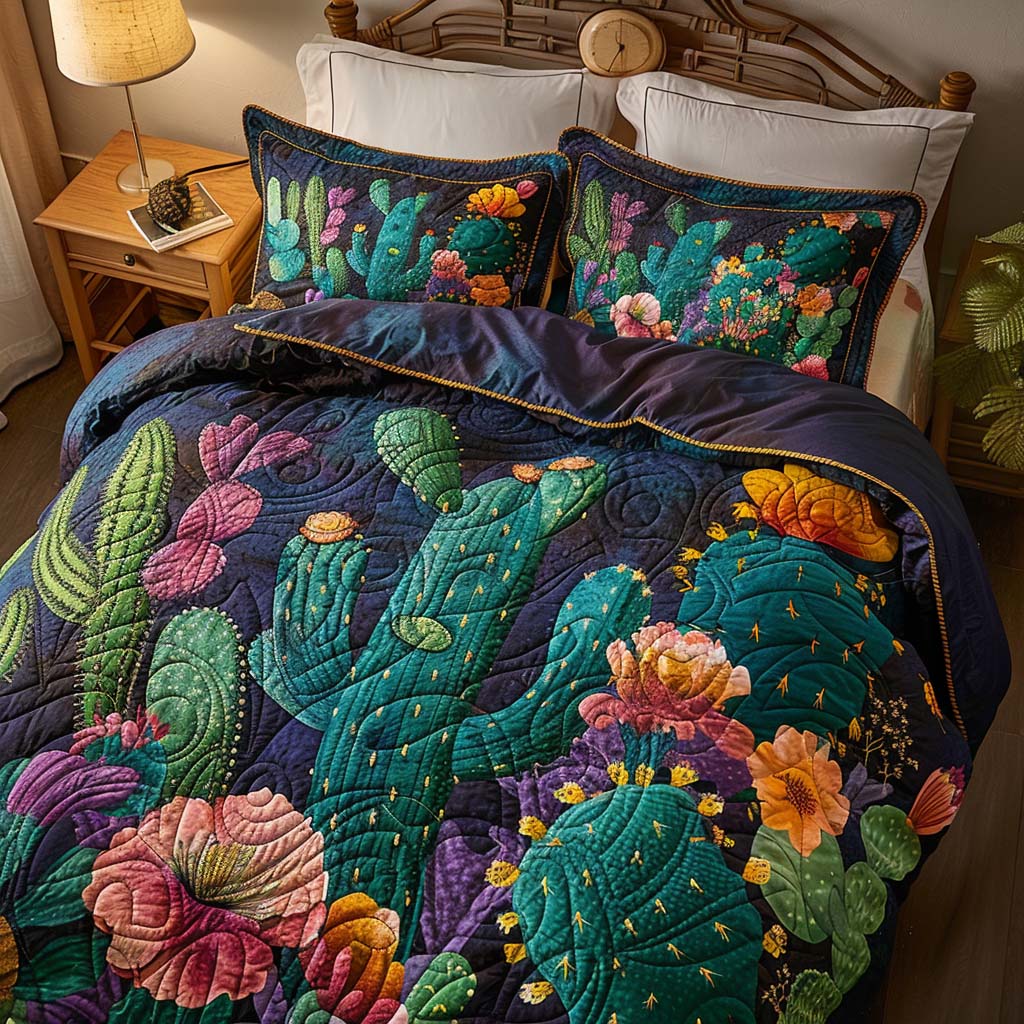 Blooming Desert Scene Bamboo Quilt Bedding Set