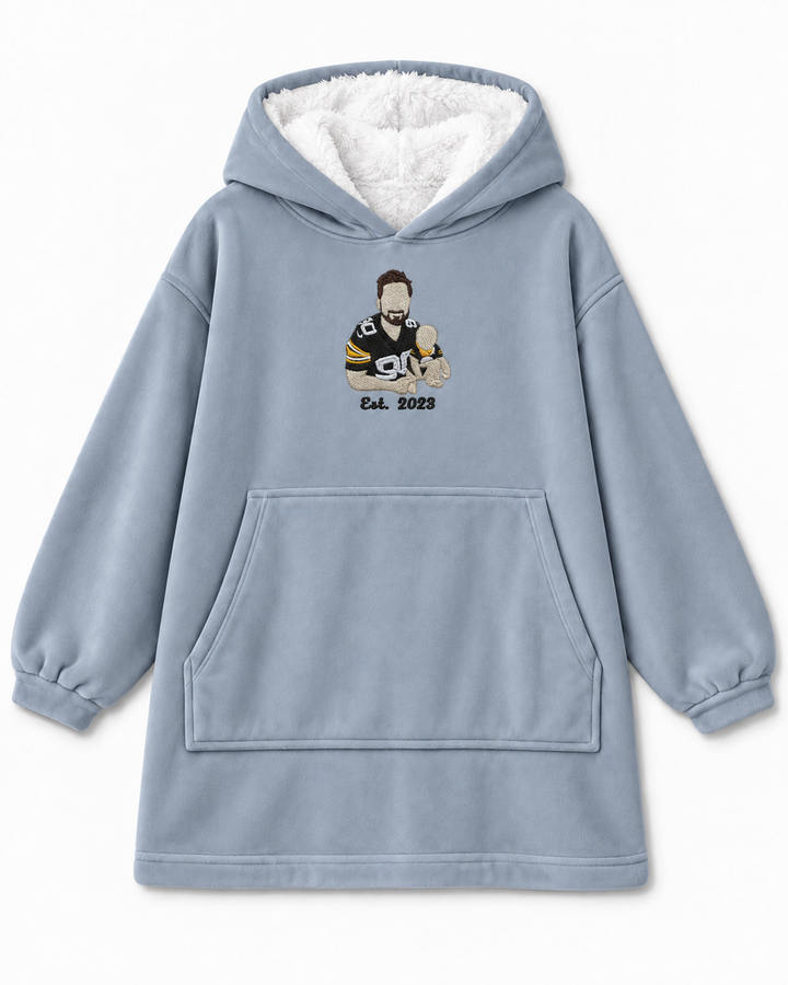 Personalized Memorial Photo Embroidered Bamboo Blanket Hoodie