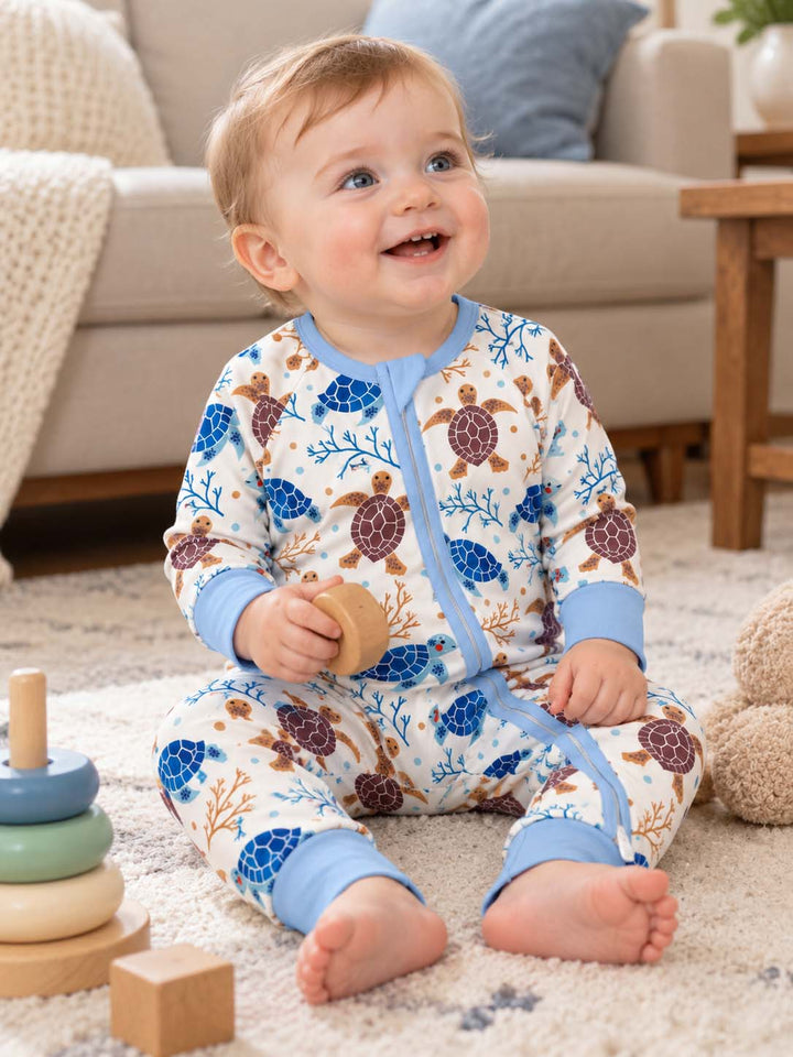 Blue Brown Sea Turtle Bamboo Convertible Zippy