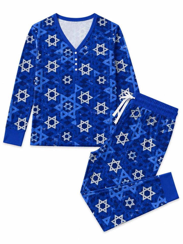 Blue Star of David Bamboo Women Pajama Set