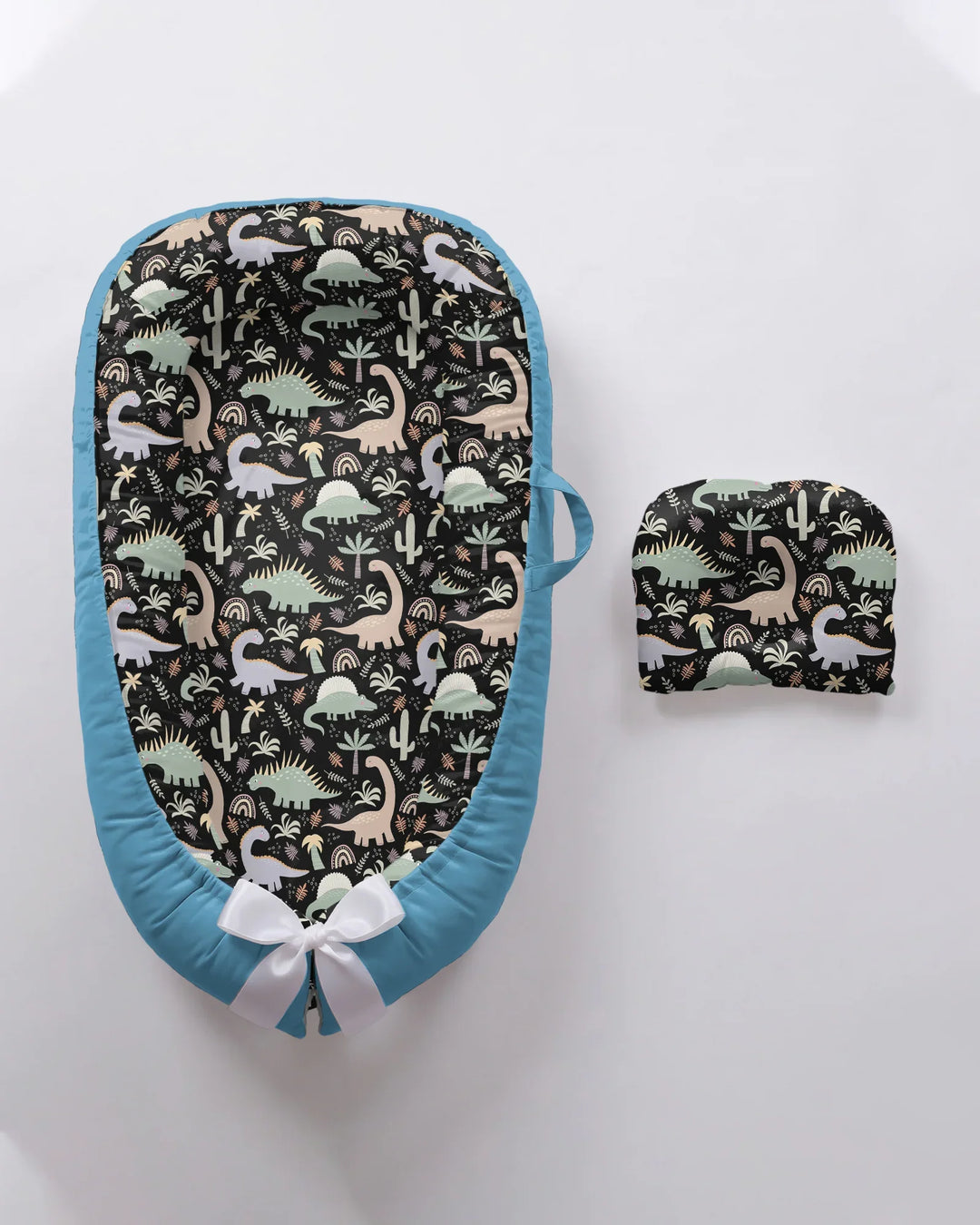 Navy Jurassic Jungle Bamboo Baby Nest Bed