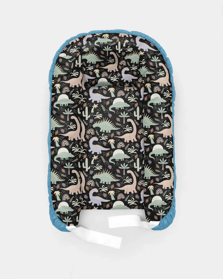 Navy Jurassic Jungle Bamboo Baby Nest Bed