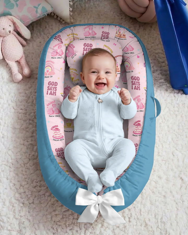 God Says I Am Girl Bamboo Baby Nest Bed