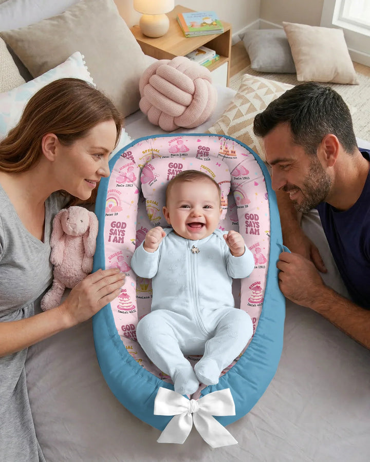 God Says I Am Girl Bamboo Baby Nest Bed