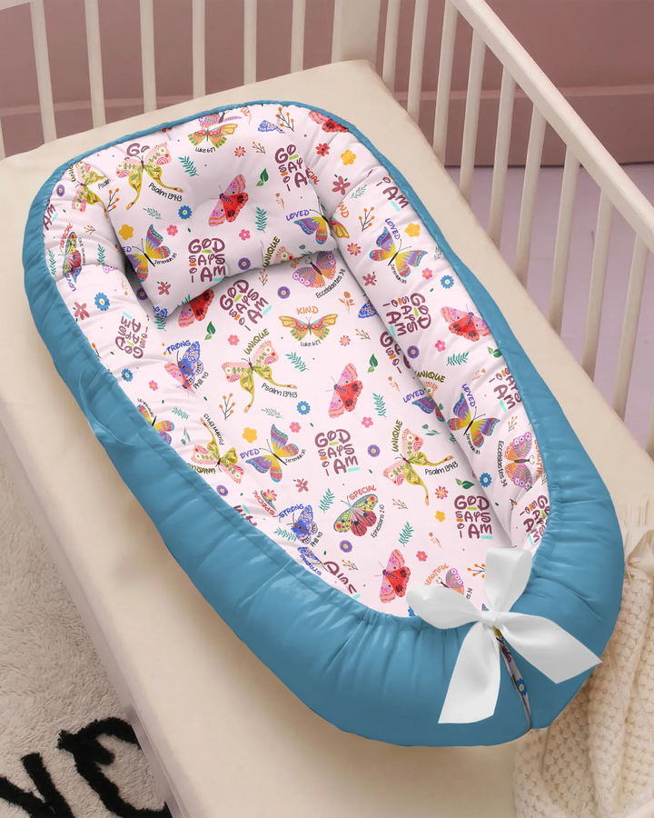 God says I am Butterfly Bamboo Baby Nest Bed