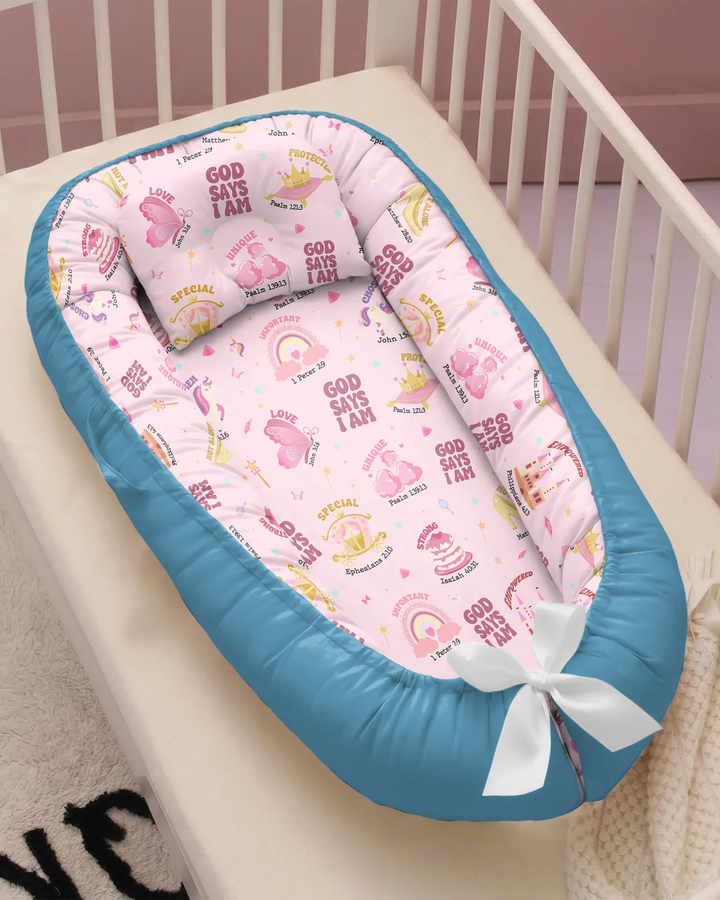 God Says I Am Girl Bamboo Baby Nest Bed