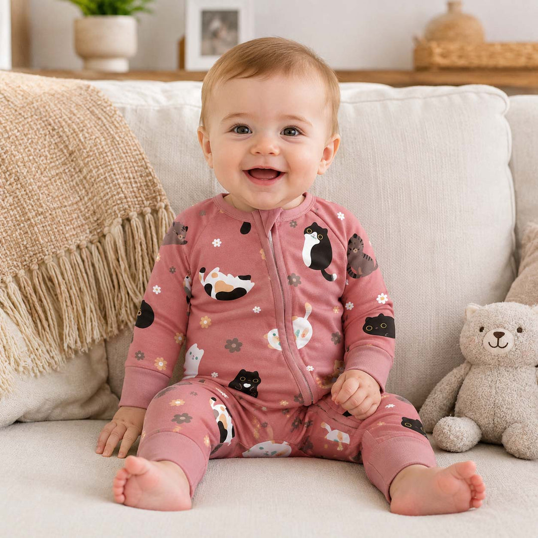 Blush Floral Cats Bamboo Convertible Zippy