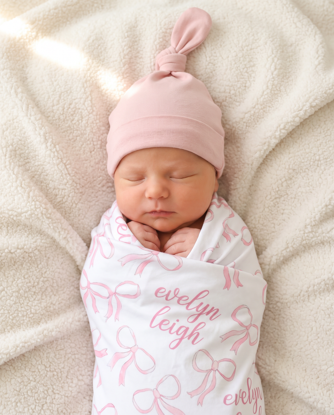 Personalized Blushing Bows Bamboo Swaddle Blanket