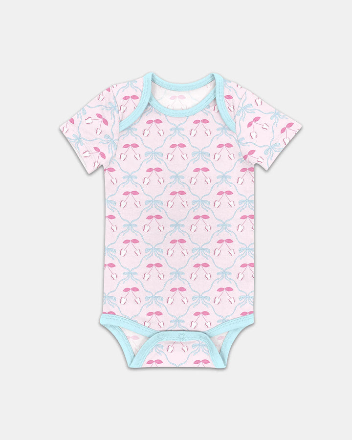 Cherry Baseball Softball Mom and Girl Matching Bamboo Bodysuit