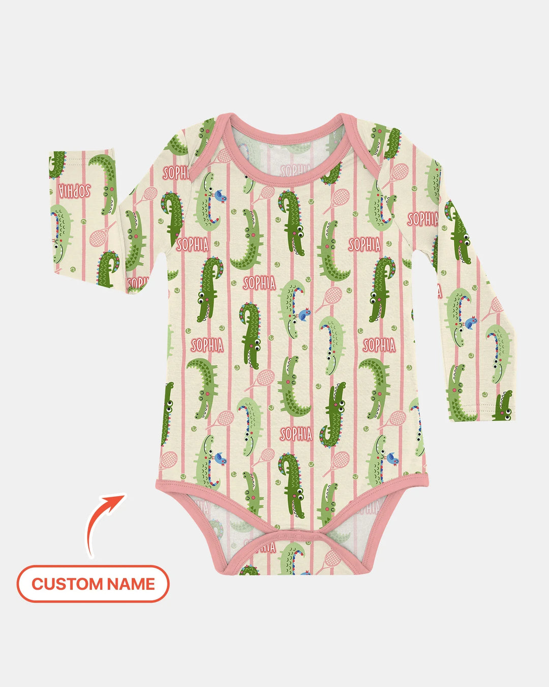 Custom Name Tennis Crocodiles Bamboo Bodysuit