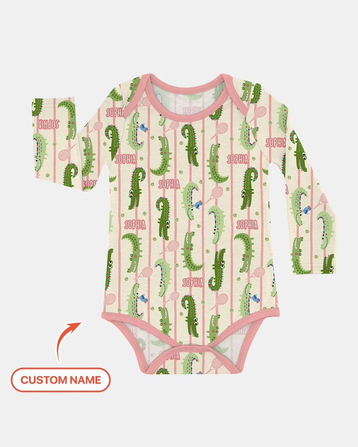 Custom Name Tennis Crocodiles Bamboo Bodysuit