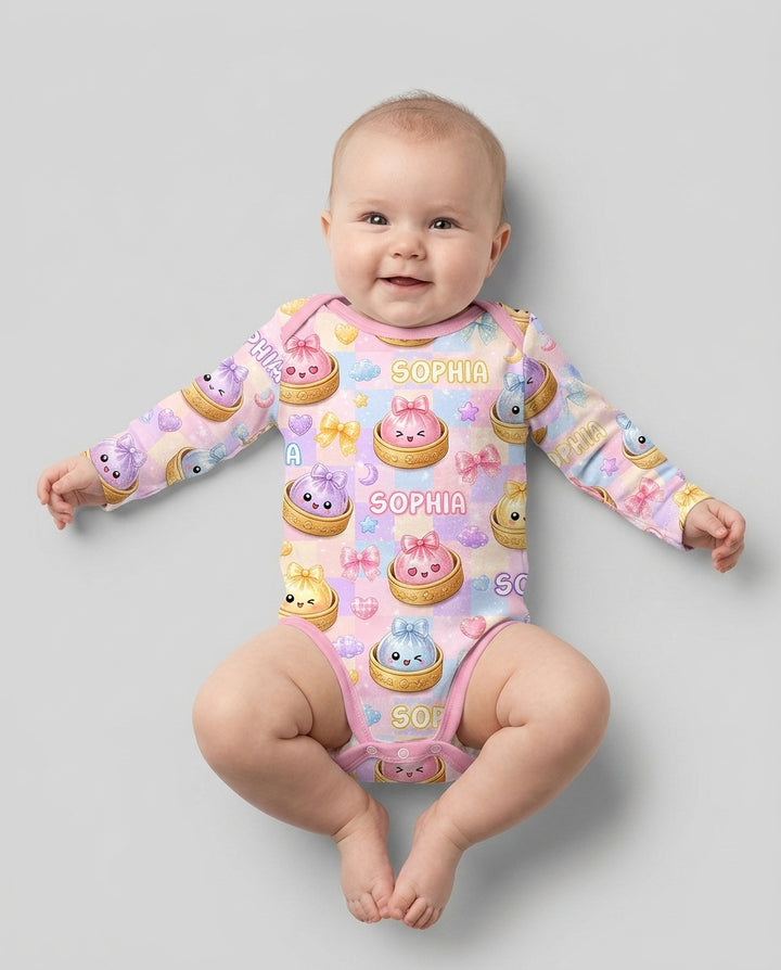 Custom Name Coquette Glitter Dumpling Bamboo Bodysuit