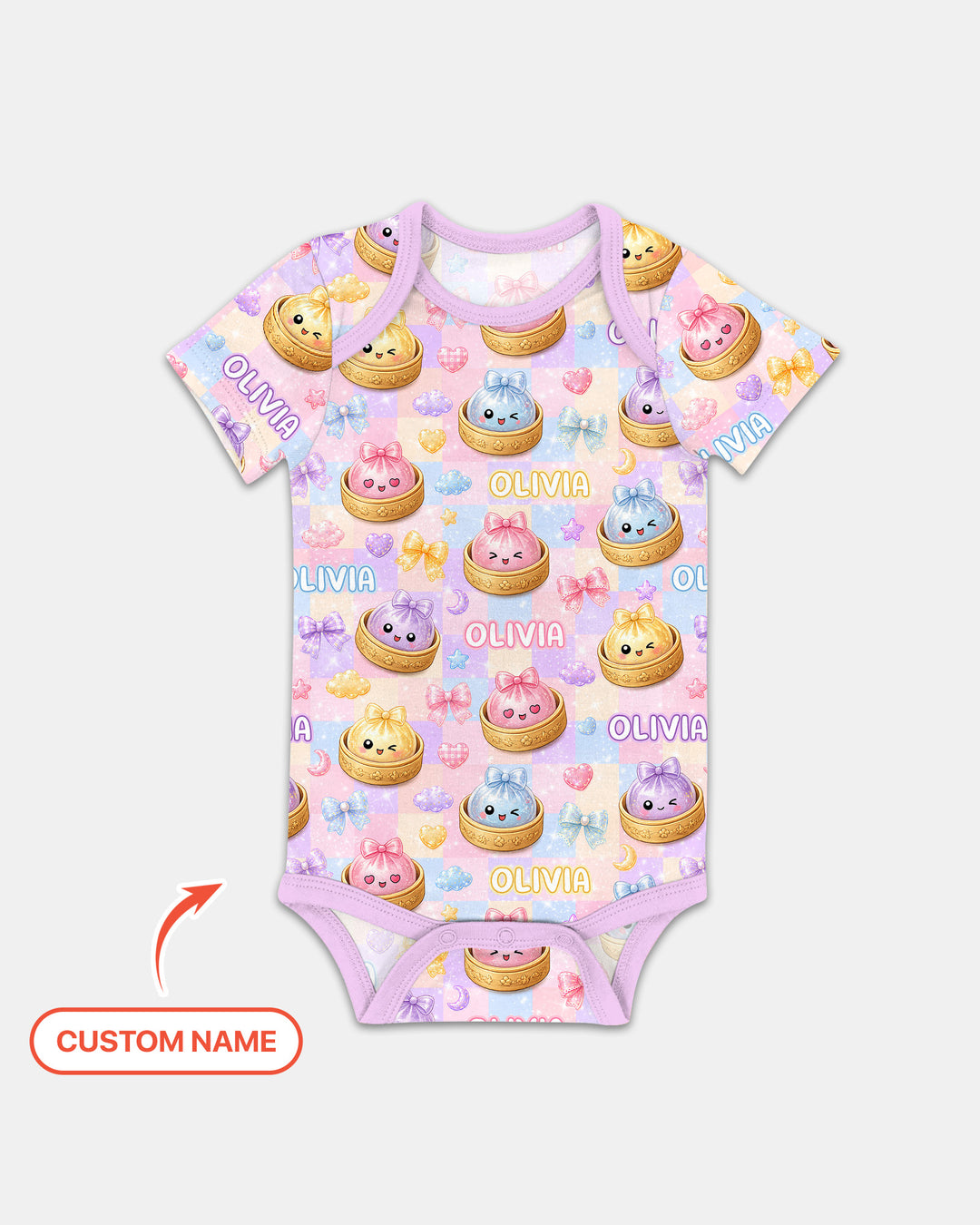 Custom Name Coquette Glitter Dumpling Bamboo Bodysuit