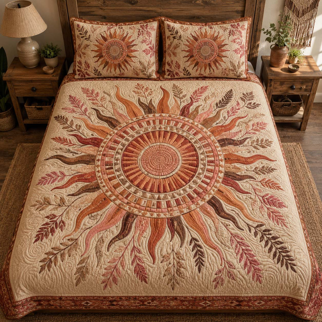 Boho Radiant Sun Bamboo Quilt Bedding Set