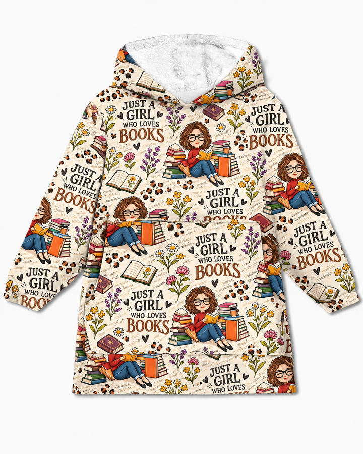 Just A Girl Whos Loves Books Blanket Hoodie