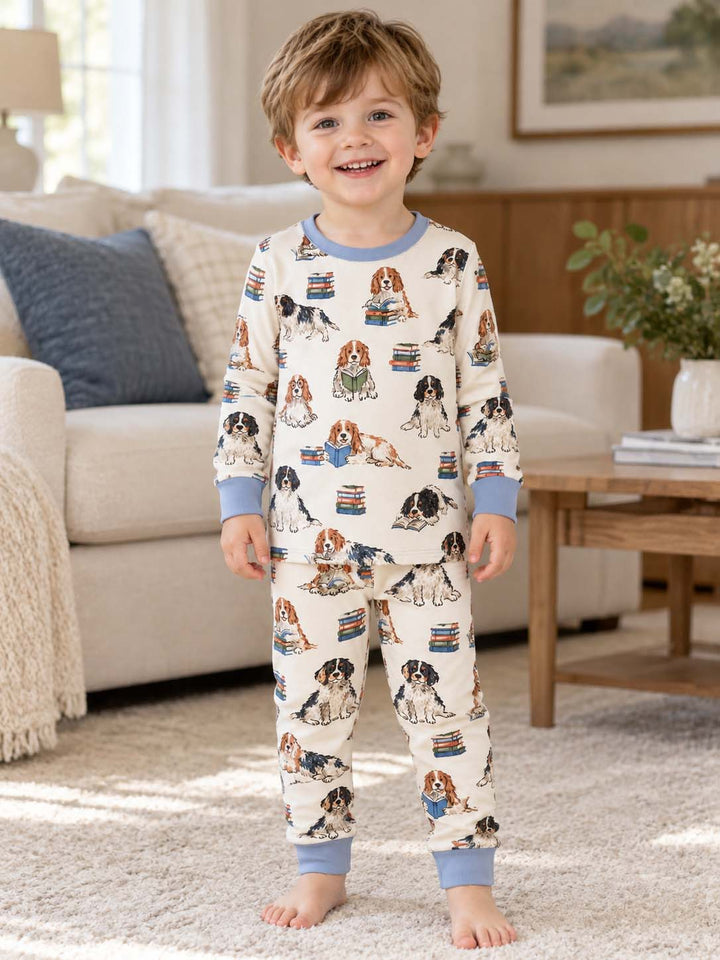 Book Lover Cavalier Spaniel Bamboo Two Piece Long Sleeve Pajama Set