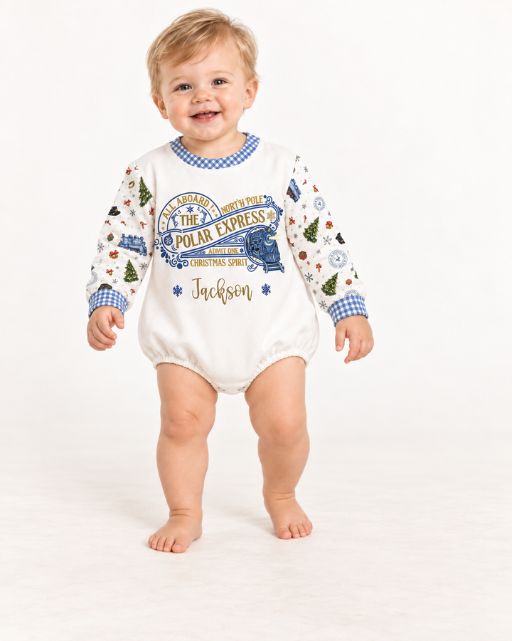 Custom Name North Pole Adventure Bamboo Bubble Romper