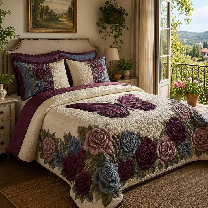 Butterfly Haven Bamboo Quilt Bedding Set