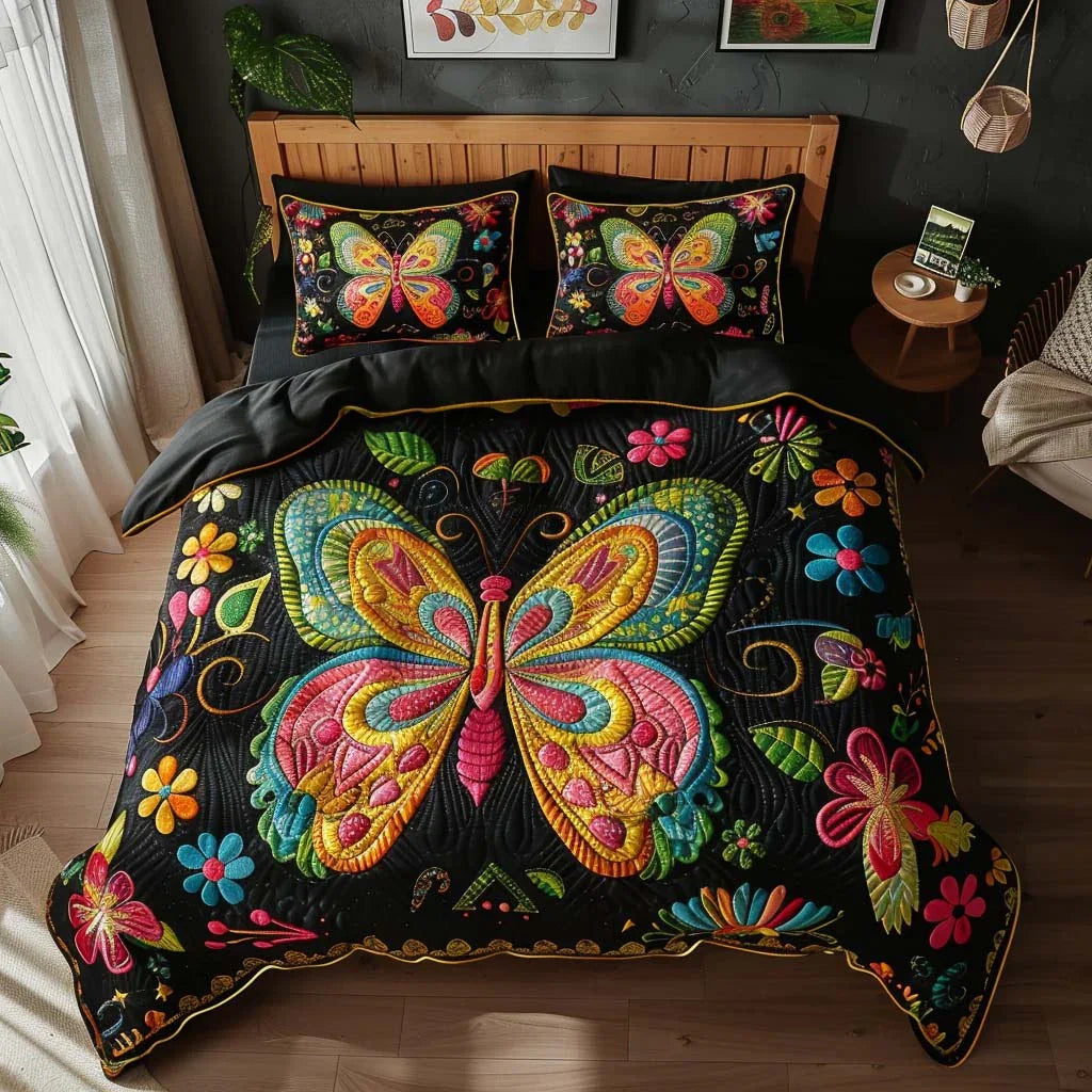 Butterfly Hidden Beauty Bamboo Quilt Bedding Set