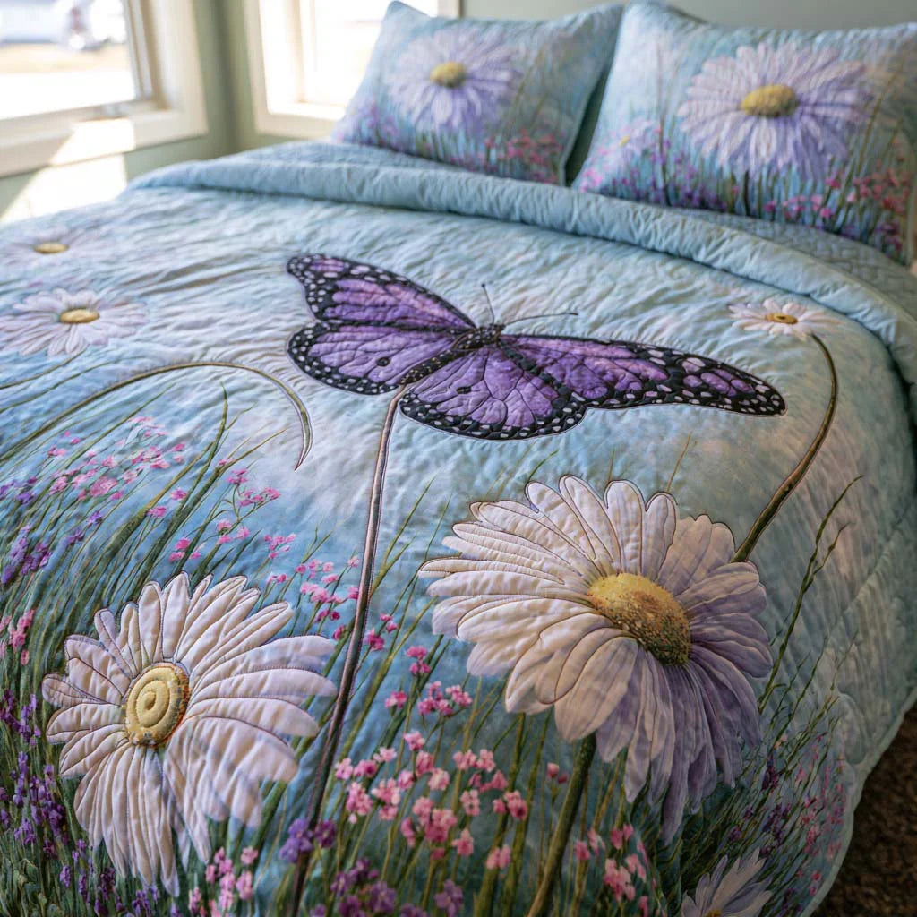 Butterfly Peaceful Meadow Bamboo Quilt Bedding Set