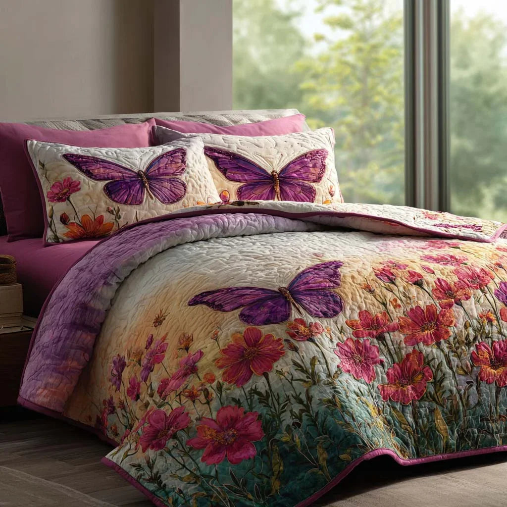 Butterfly Tranquil Path Bamboo Quilt Bedding Set