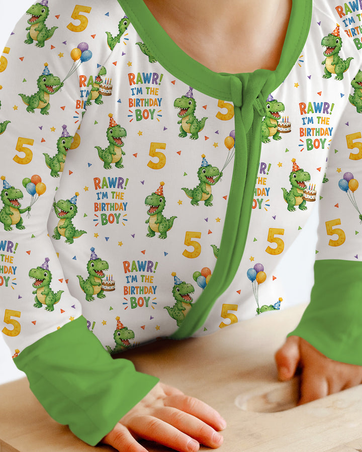Personalized Dinosaur Birthday Boy Bamboo Convertible Zippy