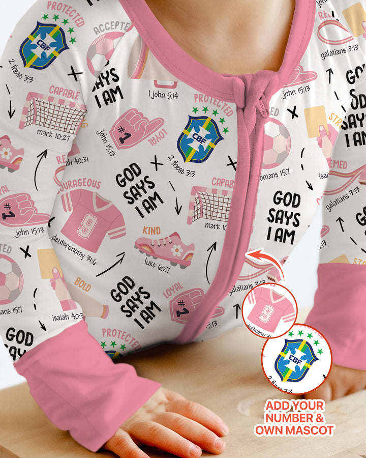 Personalized God Says I Am SOCCER Bamboo Convertible Zippy