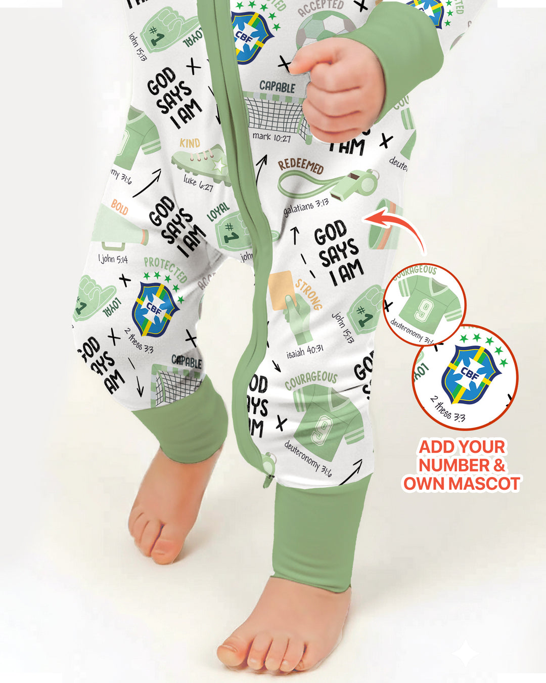 Personalized God Says I Am SOCCER Bamboo Convertible Zippy