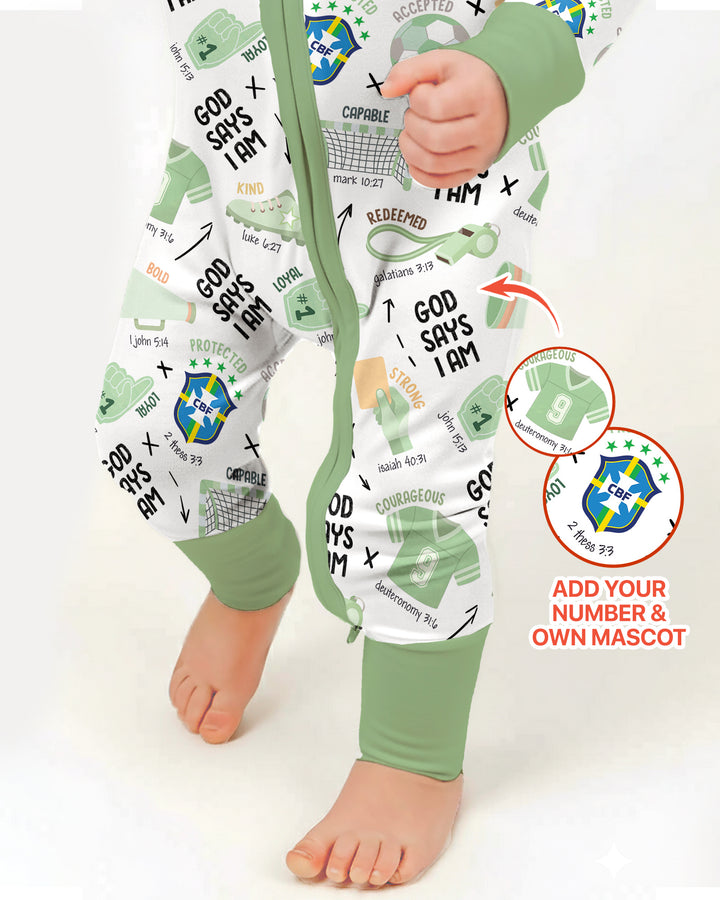 Personalized God Says I Am SOCCER Bamboo Convertible Zippy