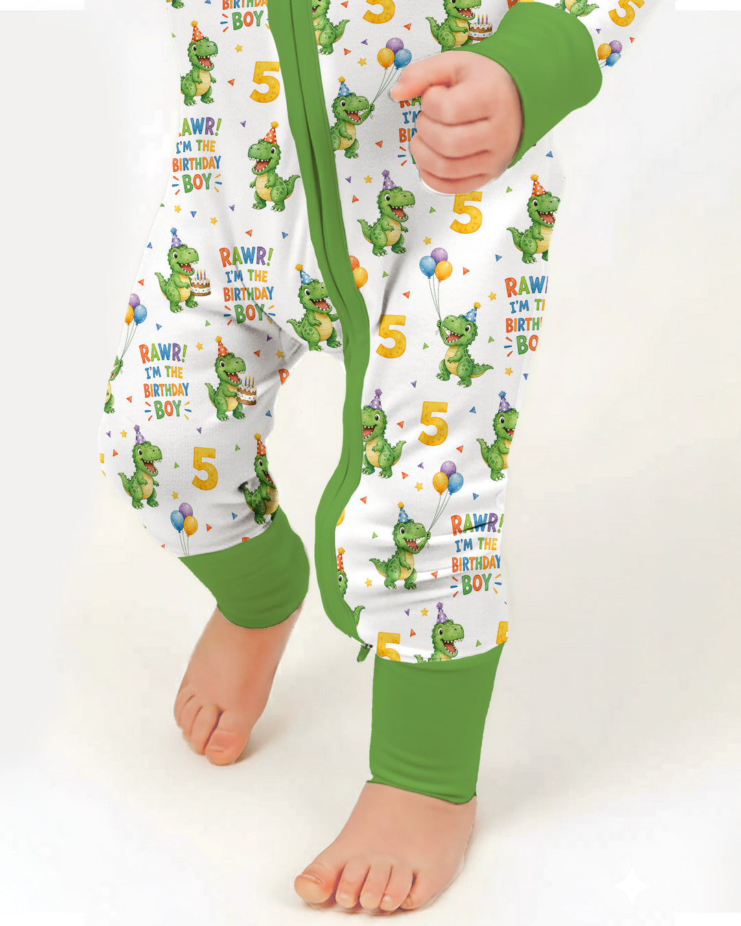 Personalized Dinosaur Birthday Boy Bamboo Convertible Zippy