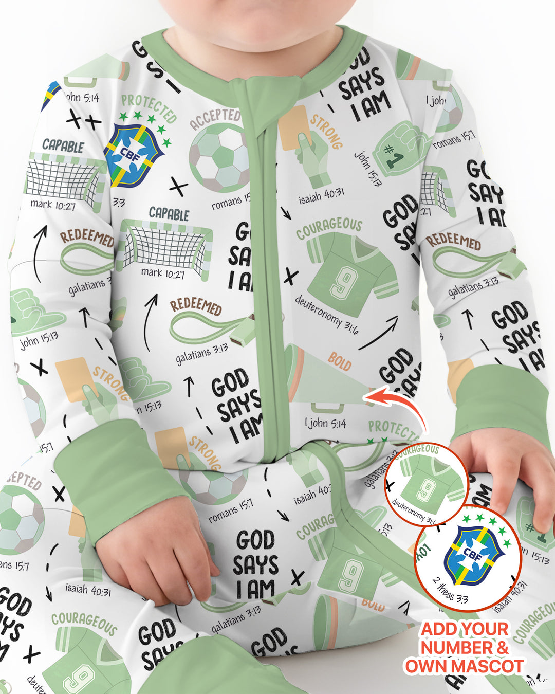Personalized God Says I Am SOCCER Bamboo Convertible Zippy