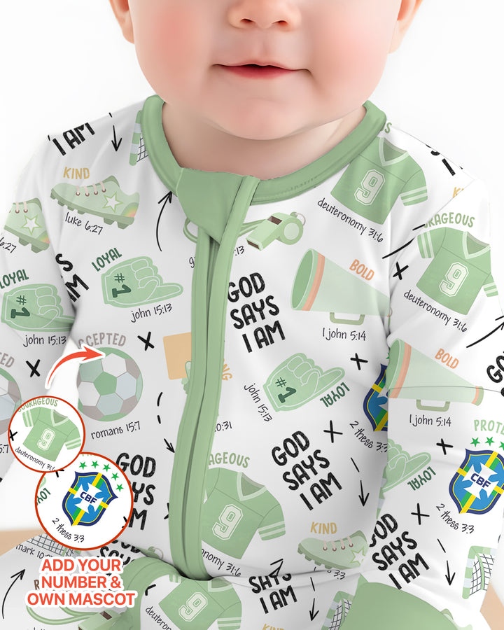 Personalized God Says I Am SOCCER Bamboo Convertible Zippy