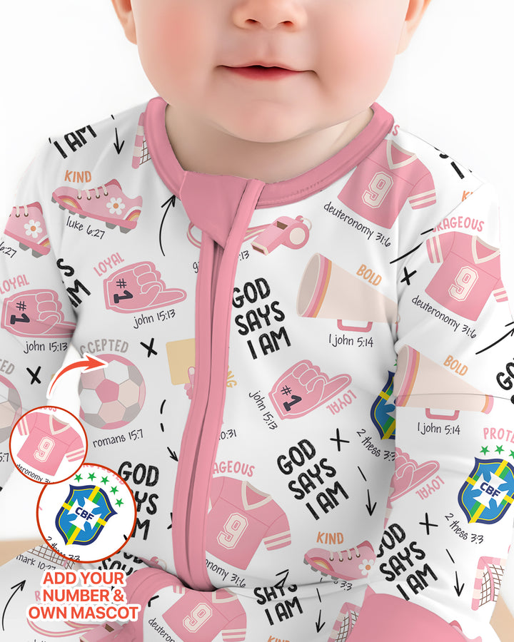 Personalized God Says I Am SOCCER Bamboo Convertible Zippy