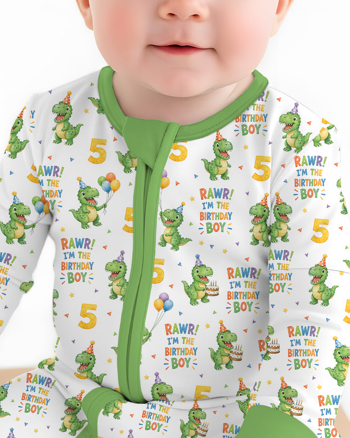 Personalized Dinosaur Birthday Boy Bamboo Convertible Zippy