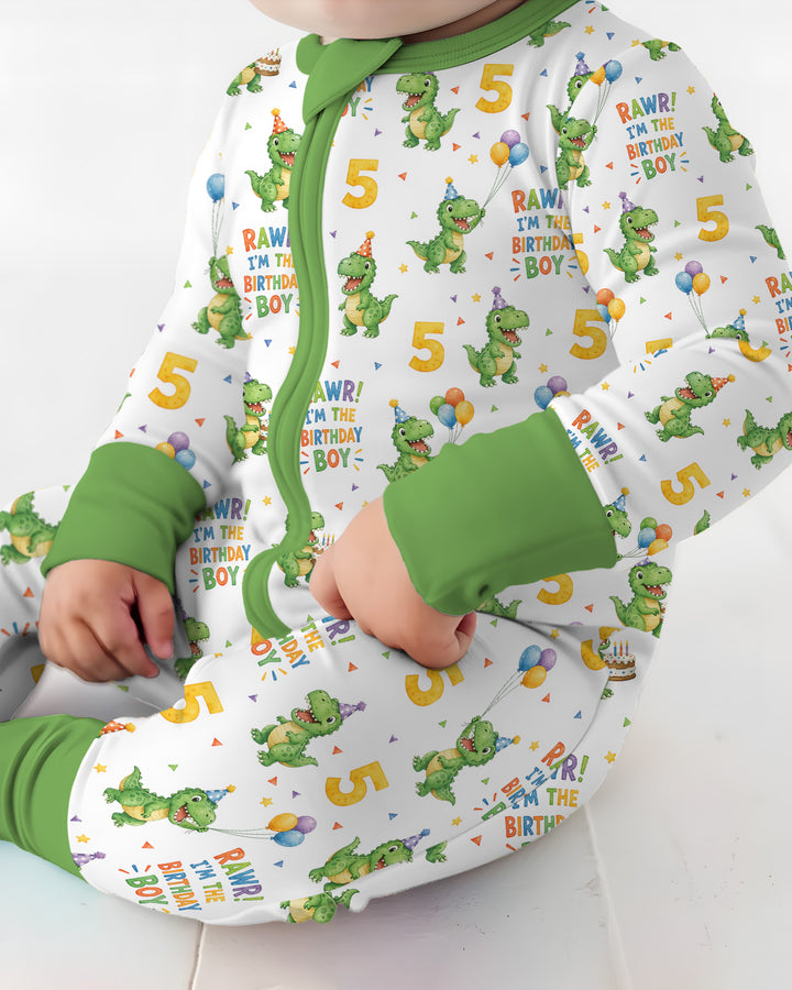 Personalized Dinosaur Birthday Boy Bamboo Convertible Zippy