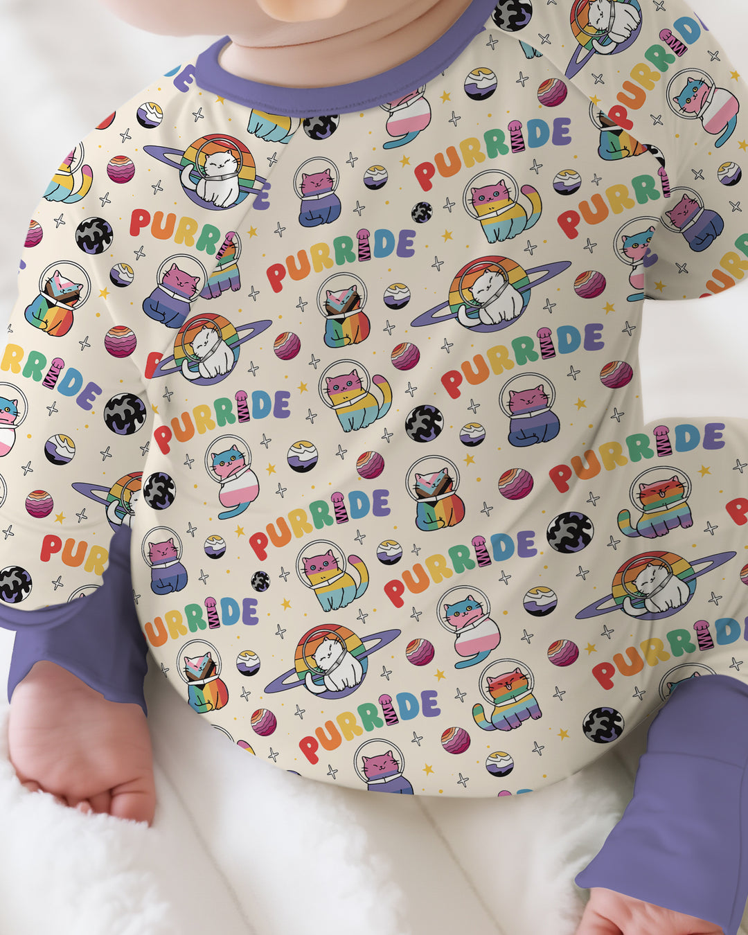 Rainbow Space Cats Family Matching Bamboo Convertible Zippy