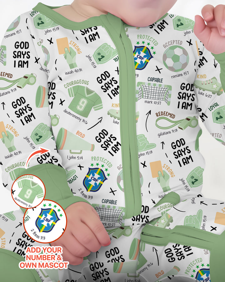Personalized God Says I Am SOCCER Bamboo Convertible Zippy
