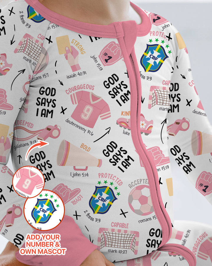 Personalized God Says I Am SOCCER Bamboo Convertible Zippy