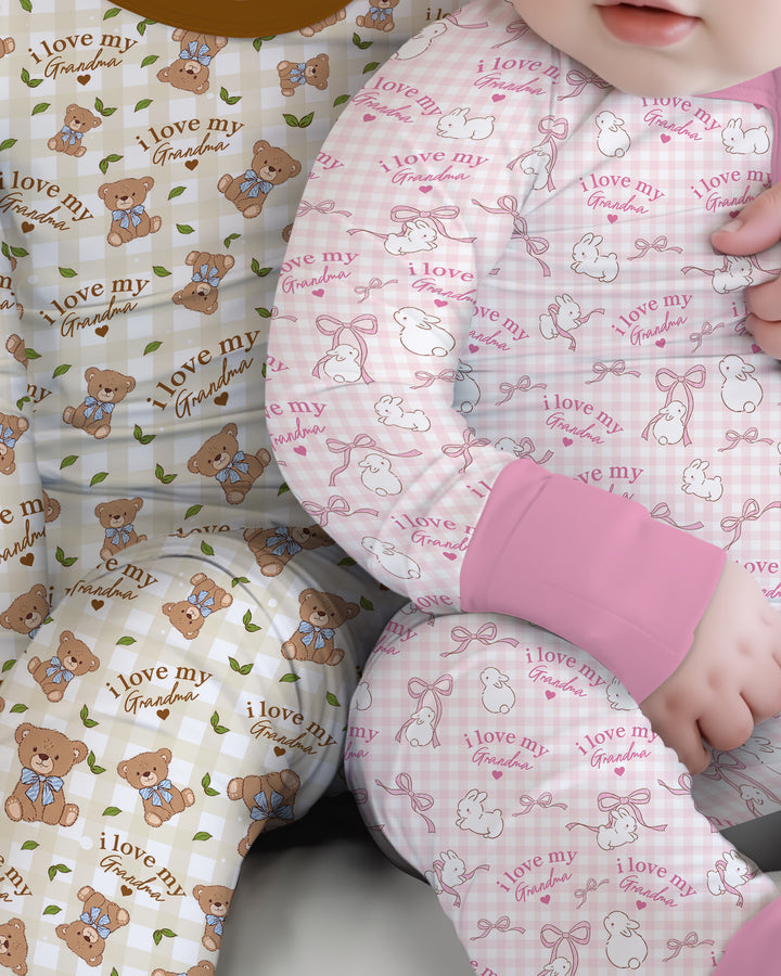Personalized I Love My Grandma Bamboo Two Piece Long Sleeve Pajama Set