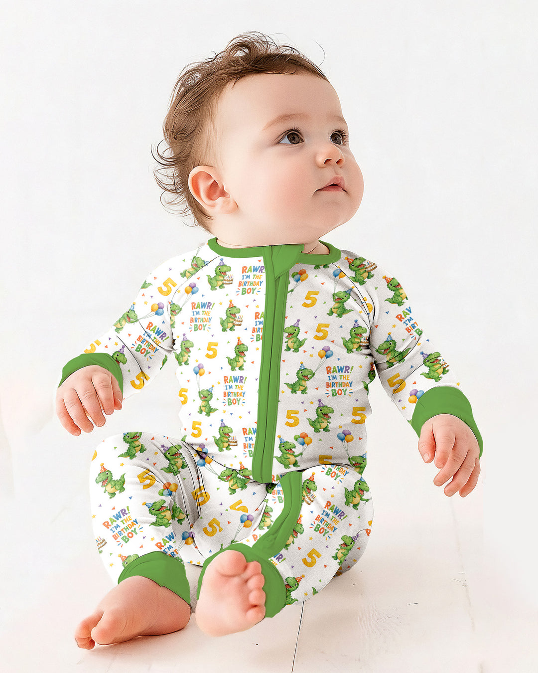 Personalized Dinosaur Birthday Boy Bamboo Convertible Zippy