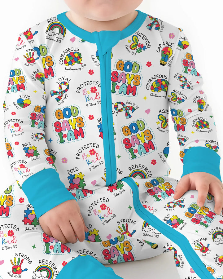 God Says I Am Autism Awareness Bamboo Convertible Zippy