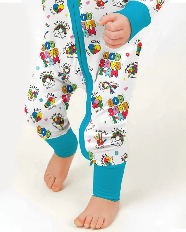 God Says I Am Autism Awareness Bamboo Convertible Zippy