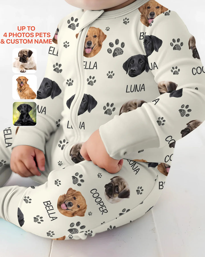Custom Dog Photo With Paw Bamboo Convertible Zippy