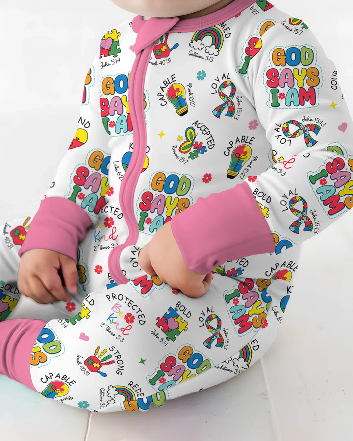 God Says I Am Autism Awareness Bamboo Convertible Zippy