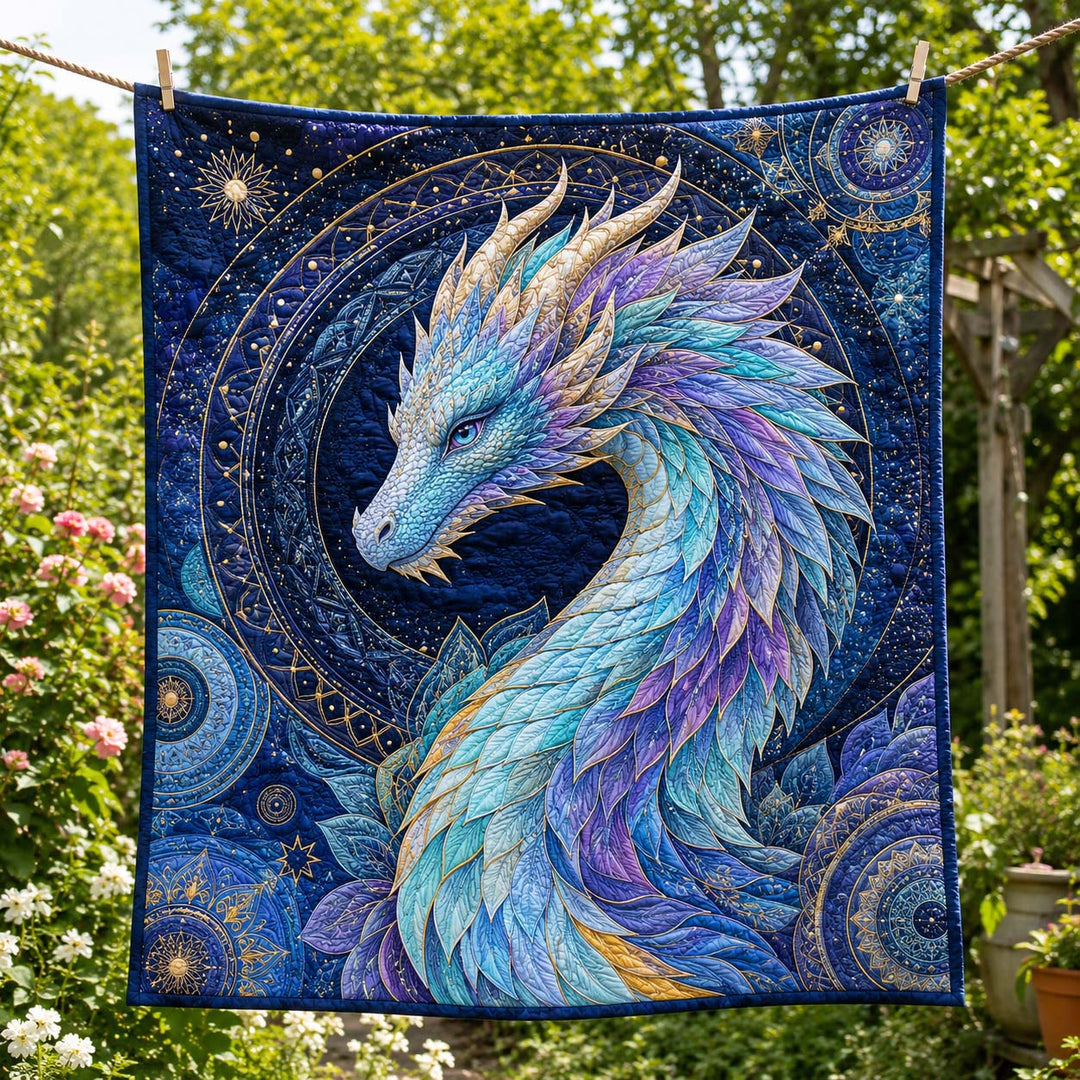 Celestial Crystal Feather Dragon Bamboo Quilt Blanket