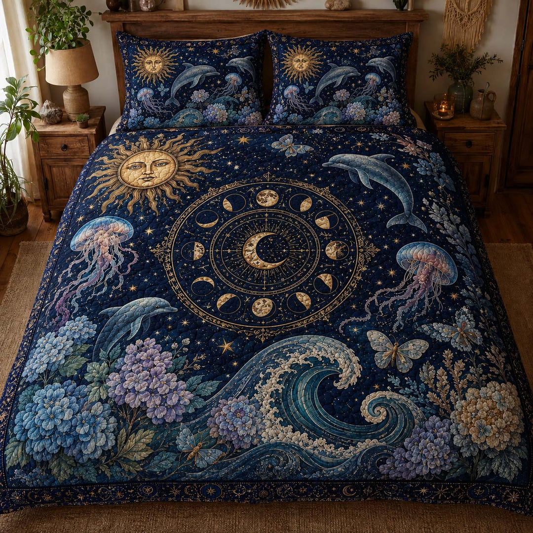 Celestial Ocean Magic Bamboo Quilt Bedding Set
